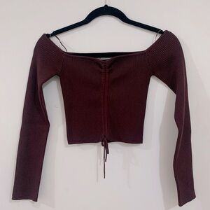 Zara Ribbed Fitted Crop Top - Sz M Brown